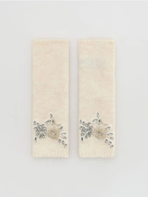 Reserved - Rękawiczki z wełną alpaki - złamana biel