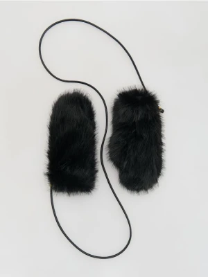 Reserved - Rękawiczki ze sztucznego futerka - czarny