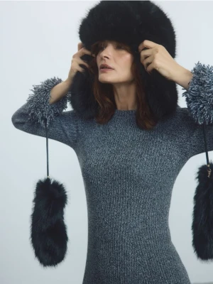 Zdjęcie produktu Reserved - Rękawiczki ze sztucznego futerka - czarny