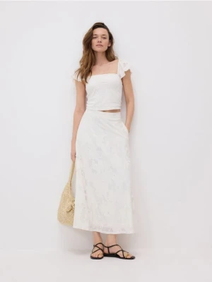Reserved - Rozkloszowana spódnica midi - złamana biel