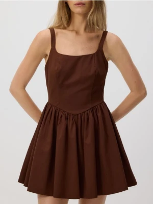 Reserved - Rozkloszowana sukienka mini - brązowy