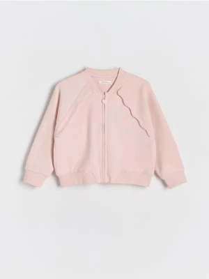Reserved - Rozpinana bluza z falbanką - pastelowy róż