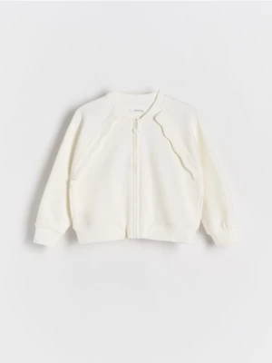 Reserved - Rozpinana bluza z falbanką - złamana biel