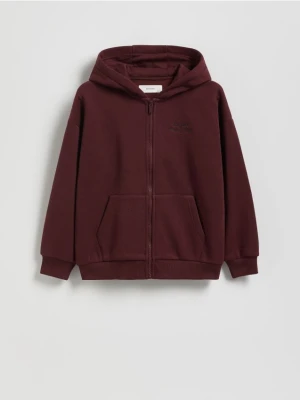 Reserved - Rozpinana bluza z kapturem - bordowy