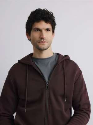 Reserved - Rozpinana bluza z kapturem - ciemnobrązowy