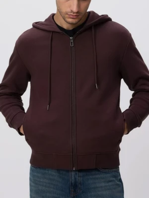 Reserved - Rozpinana bluza z kapturem - ciemnobrązowy