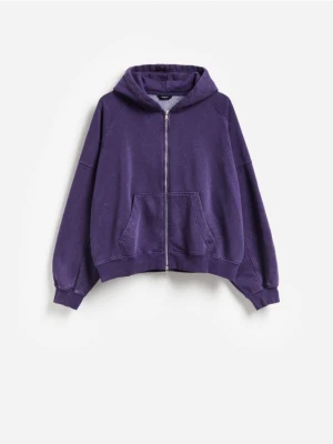Reserved - Rozpinana bluza z kapturem - ciemnofioletowy