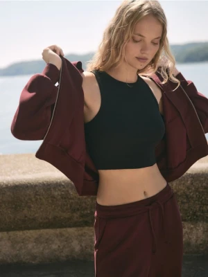 Reserved - Rozpinana bluza z modalem - bordowy