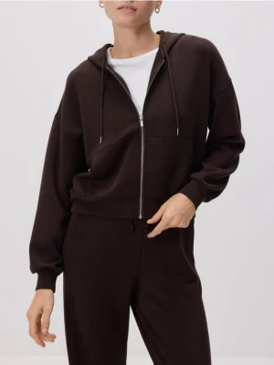 Reserved - Rozpinana bluza z modalem - ciemnobrązowy