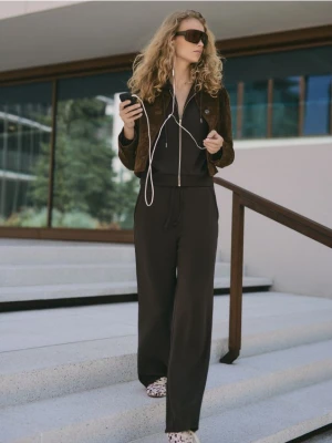 Reserved - Rozpinana bluza z modalem - ciemnobrązowy