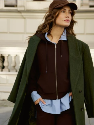 Reserved - Rozpinana bluza z modalem - ciemnobrązowy