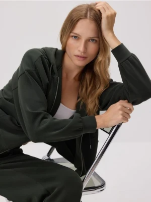 Reserved - Rozpinana bluza z modalem - ciemnozielony