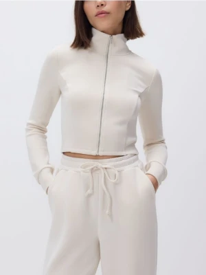 Reserved - Rozpinana bluza z modalem - kremowy