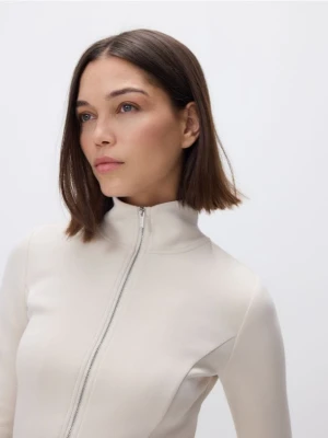 Reserved - Rozpinana bluza z modalem - kremowy