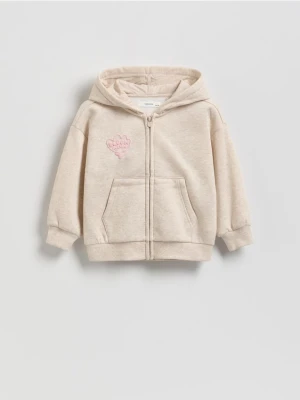 Reserved - Rozpinana bluza z nadrukiem na plecach - beżowy