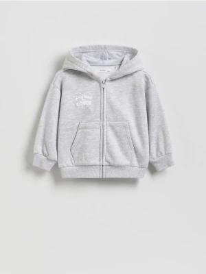 Reserved - Rozpinana bluza z nadrukiem na plecach - jasnoszary