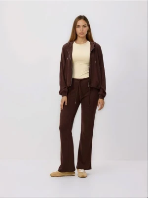 Reserved - Rozpinana bluza z wiskozą - ciemnobrązowy