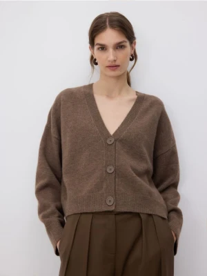 Reserved - Rozpinany kardigan - brązowy