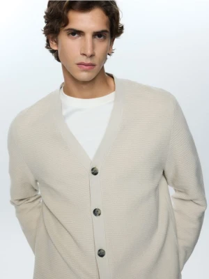 Reserved - Rozpinany kardigan - kremowy