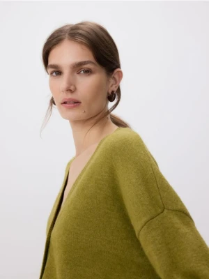 Reserved - Rozpinany kardigan - oliwkowy