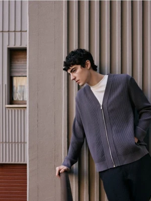 Reserved - Rozpinany kardigan - szary