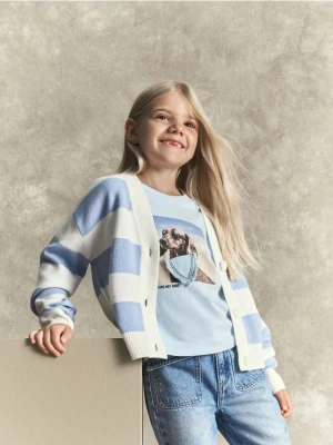 Reserved - Rozpinany kardigan z wiskozą - jasnoniebieski