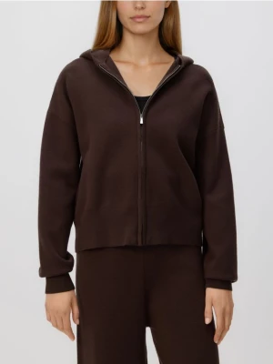 Reserved - Rozpinany sweter z kapturem - brązowy