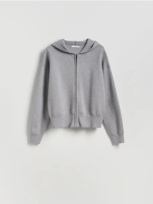 Reserved - Rozpinany sweter z kapturem - szary