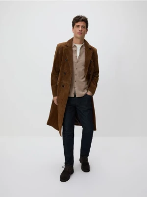 Reserved - Rozpinany sweter z kołnierzem - beżowy