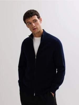 Reserved - Rozpinany sweter z wełny - granatowy