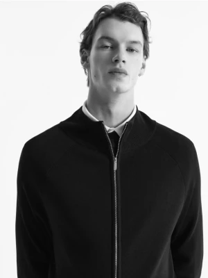 Reserved - Rozpinany sweter z wiskozą - granatowy