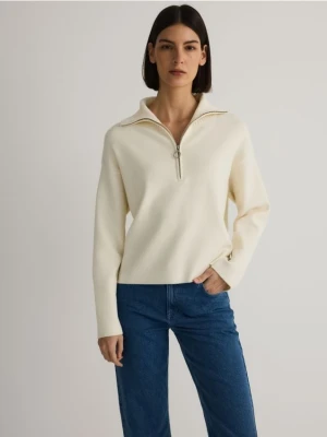 Reserved - Rozpinany sweter z wiskozą - kremowy