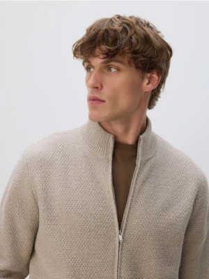 Reserved - Rozpinany sweter ze stójką - beżowy