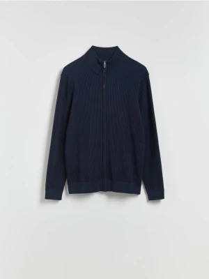 Reserved - Rozpinany sweter ze stójką - granatowy