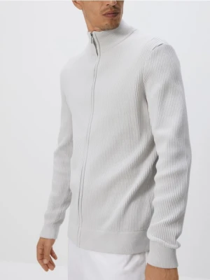 Reserved - Rozpinany sweter ze stójką - jasnoszary