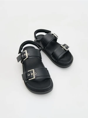 Reserved - Sandały z imitacji skóry - czarny