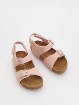 Reserved - Sandały z imitacji skóry - pastelowy róż