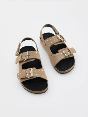 Reserved - Sandały z imitacji zamszu - ciemnobrązowy