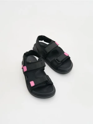 Reserved - Sandały z łączonych materiałów - czarny