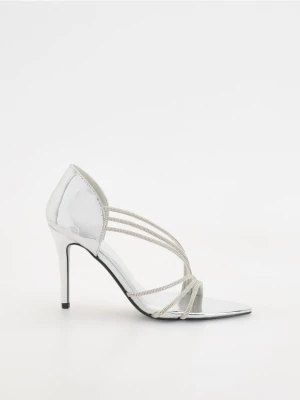 Reserved - Sandały z ozdobnymi paskami - srebrny