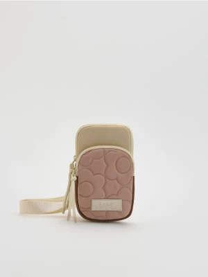 Reserved - Saszetka z łączonych materiałów - beżowy