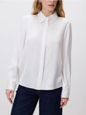 Reserved - Satynowa koszula z wiskozy - biały