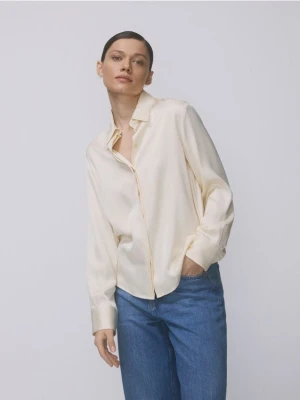 Reserved - Satynowa koszula z wiskozy - jasnożółty