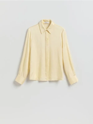 Reserved - Satynowa koszula z wiskozy - jasnożółty