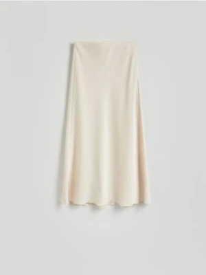 Reserved - Satynowa spódnica midi - biały