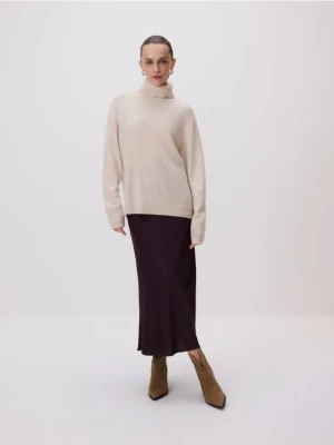 Reserved - Satynowa spódnica midi - bordowy