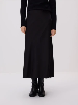 Reserved - Satynowa spódnica midi - czarny