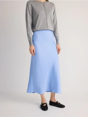 Reserved - Satynowa spódnica midi - jasnoniebieski