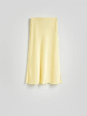 Reserved - Satynowa spódnica midi - kremowy