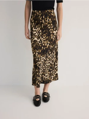 Reserved - Satynowa spódnica midi - wielobarwny